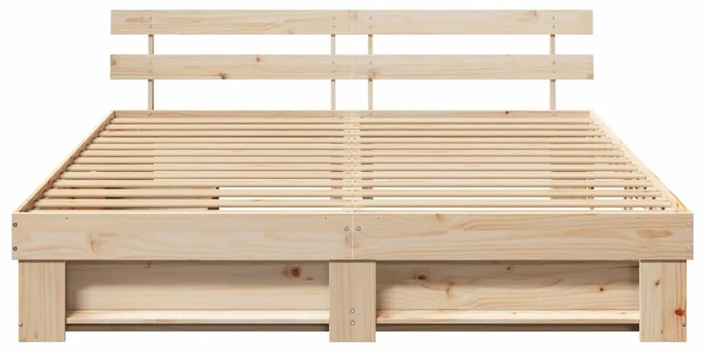 Ágykeret fejtámlával fiókkal Barna 200 x 200 cm Tömör fenyőfa