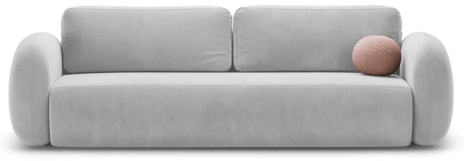 Világosszürke bársony kinyitható-tárolóhelyes kanapé 262 cm Tonale – Cosmopolitan Design