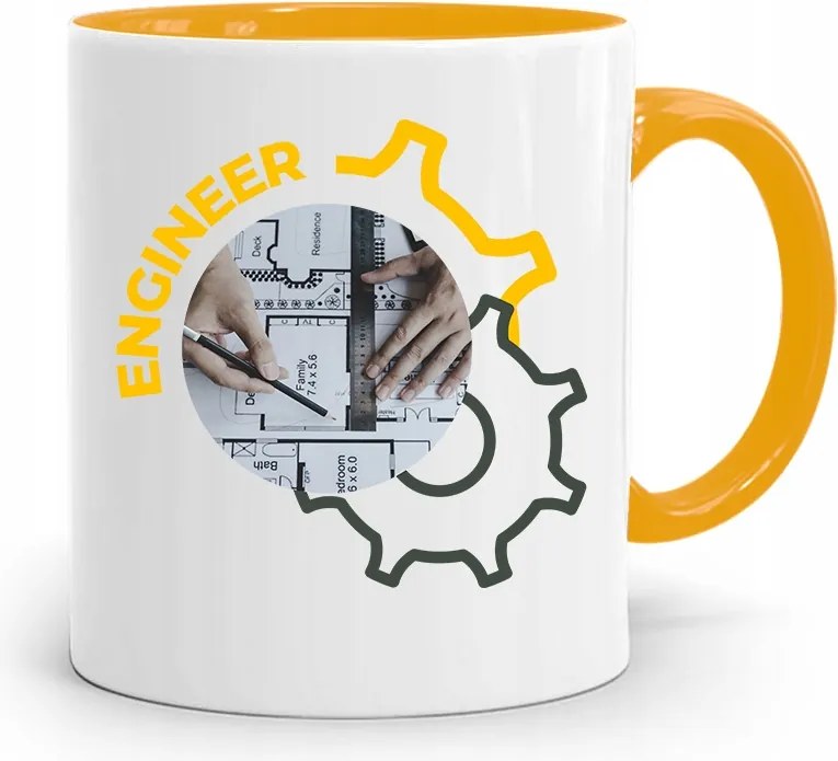 Mérnöknek Sárga Ajándék Bögre fényképes nyomtatással