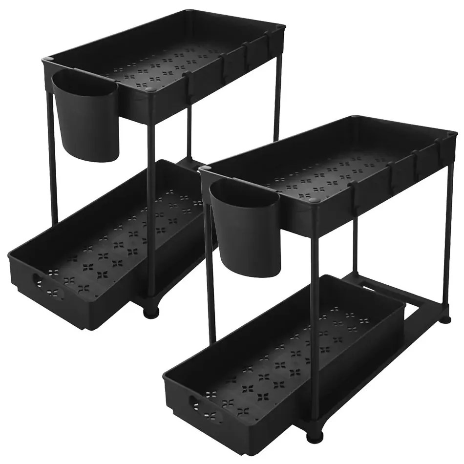 Mosogató alá helyezhető 2 szintes rendszerező állvány 2db, fekete