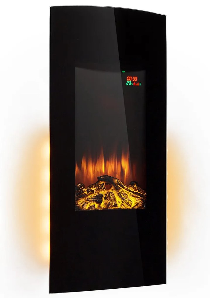 Klarstein Lamington, elektromos kandalló, 2000 W, LED láng, forrólevegős fűtőtest, időzítő, világítás