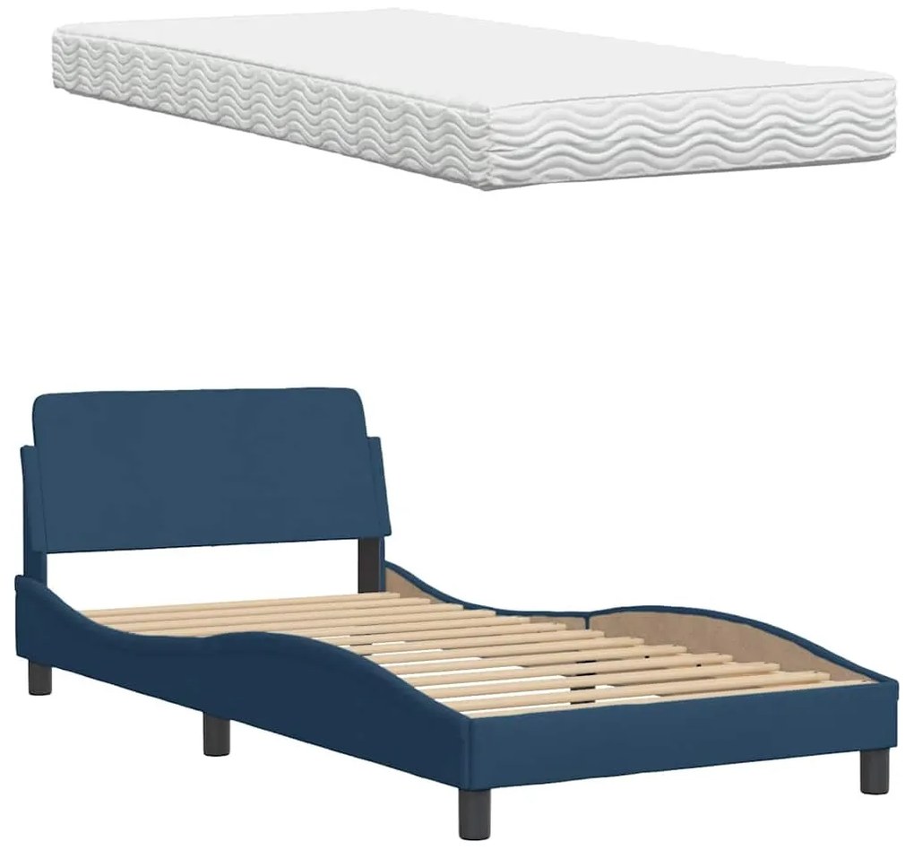 ágy matraccal Hanko kék 100x200 cm szövet