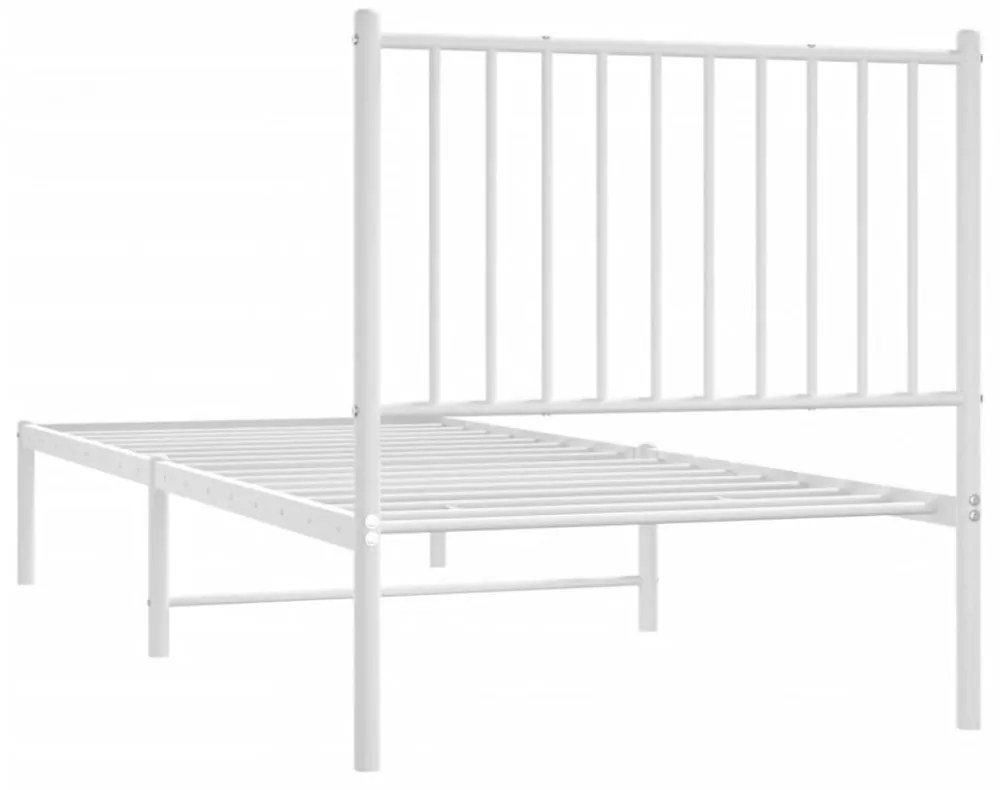 fehér fém ágykeret fejtámlával 80x200 cm
