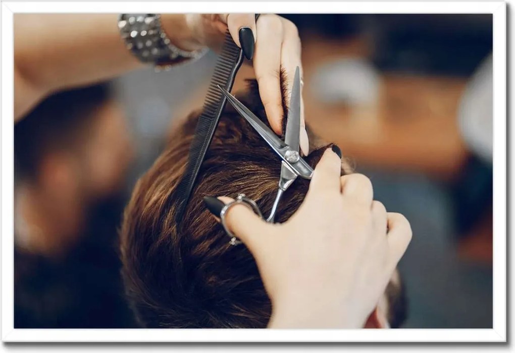 Plakátok keretben 60x40 Fodrászfelszerelés