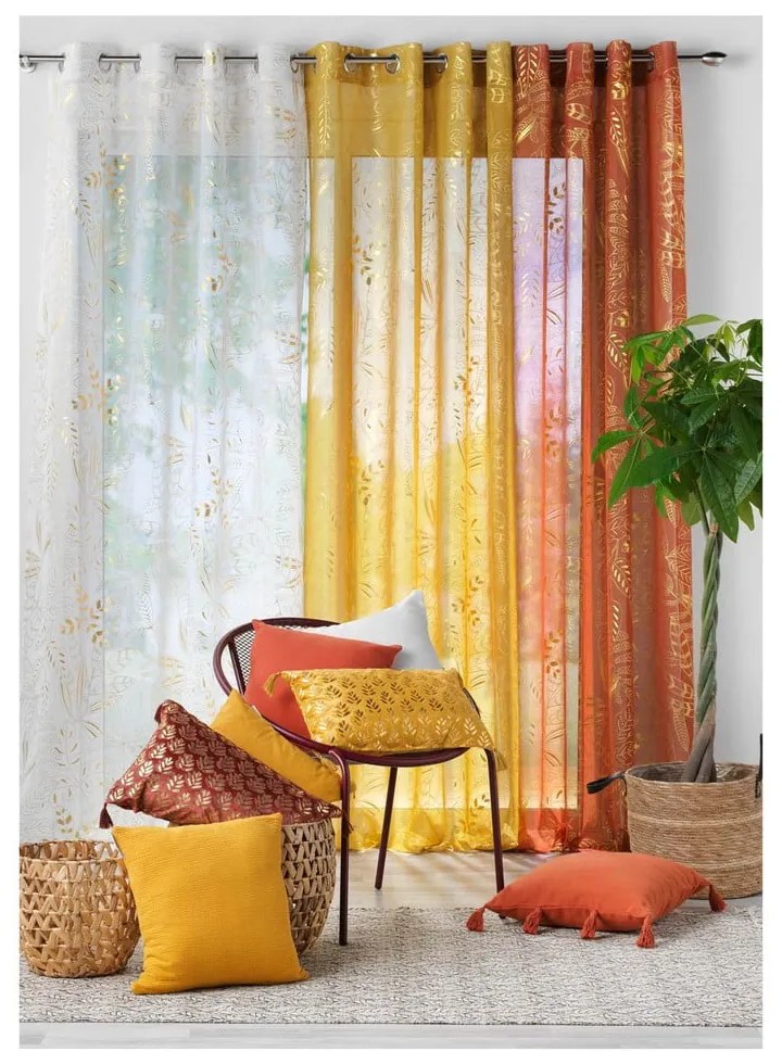 Sárga átlátszó függöny 140x280 cm Belflor – douceur d'intérieur