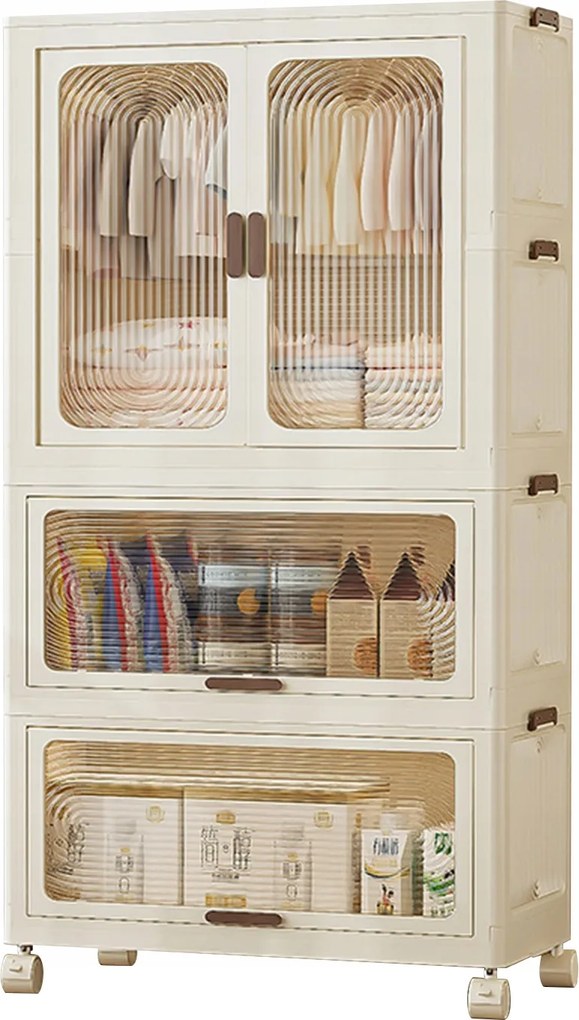 3 szintes műanyag ruhásszekrény, összecsukható tárolószekrény, 70 panel