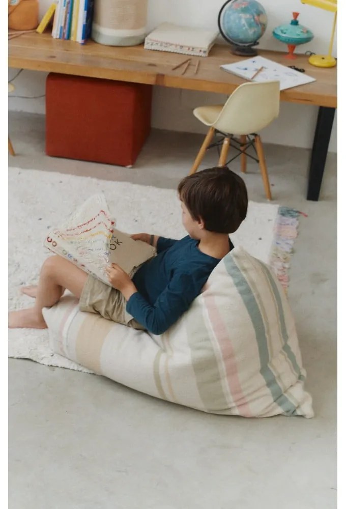 Krémszínű gyerek babzsák Cleo Multi Stripe – Lorena Canals