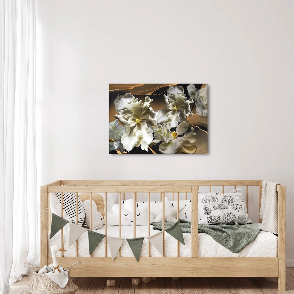 Kép - Orchidea virágok márvány háttérrel (70x50 cm)