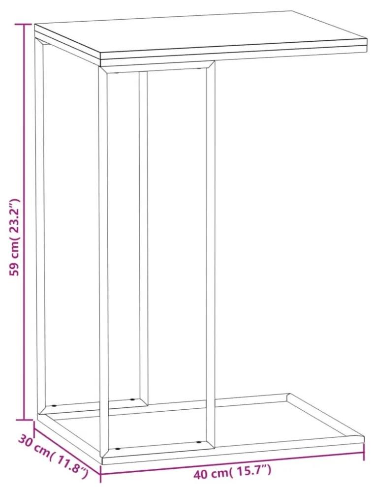 fekete szerelt fa kisasztal 40 x 30 x 59 cm