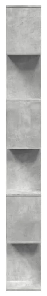 6 szintes betonszürke fa térelválasztó könyvespolc 70x24x193 cm