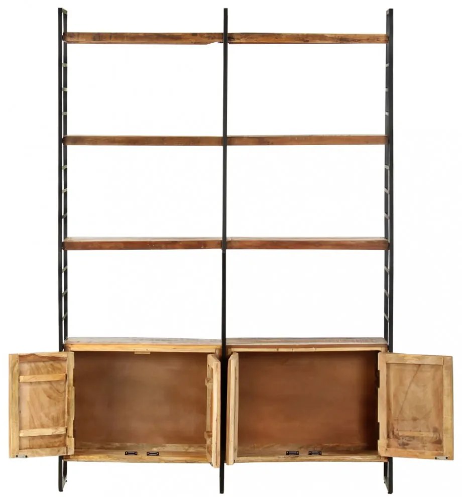 4 szintes tömör újrahasznosított fa könyvespolc 124x30x180 cm
