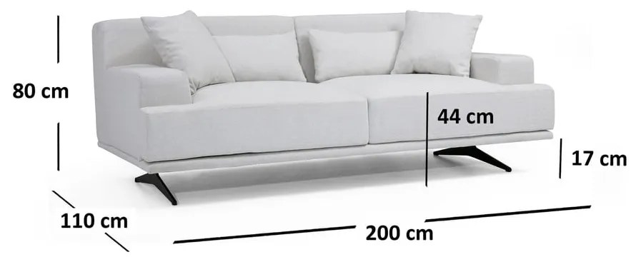 Világosszürke kanapé 200 cm Bentley – Balcab Home