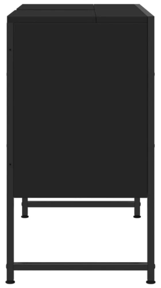 fekete szerelt fa fürdőszobai mosdószekrény 80 x 33 x 60 cm