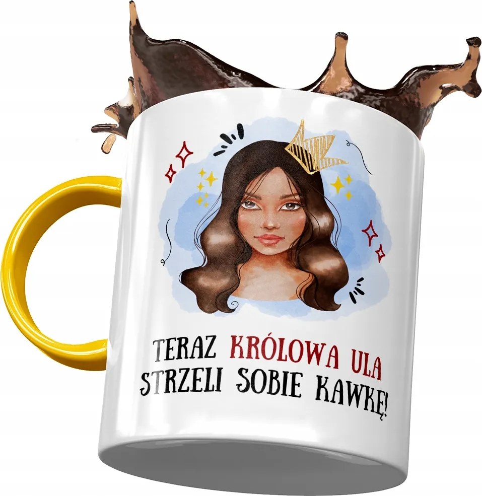 Sárga bögre Ursula Kaptár Barátnő Feleség Nyomtatott Fotóval