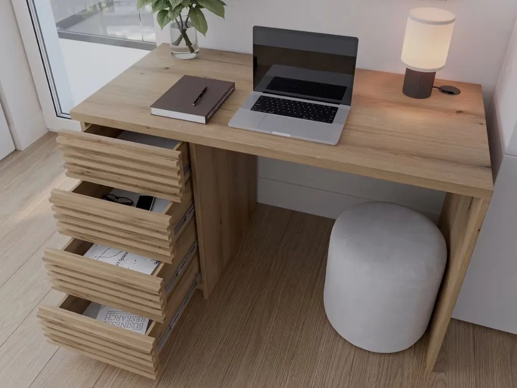 Íróasztal BISETT fiókokkal 120x60 cm, tölgy artisan