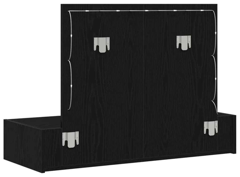 vidaXL Öltözködőasztal tükör lámpákkal Fekete 100 x 40 x 70 cm Faanyag