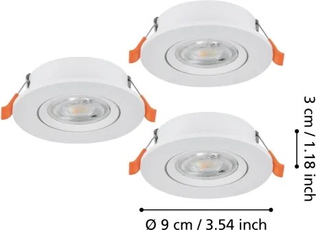 Eglo 902262 - 3 darabos BARRANCO beépíthető LED spotlámpa LED/4,8W/230V fehér
