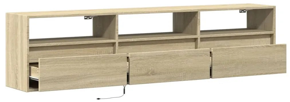 sonoma tölgy színű falra TV-szekrény LED-del 180 x 31 x 45 cm