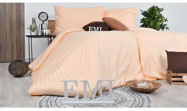 EMI barackszínű damaszt ágyneműhuzat, A standard egyszemélyes ágy szett tartalma: 1x 140x200 + 1x 70x90