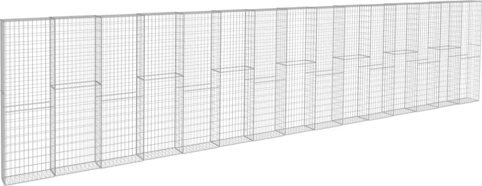 vidaXL horganyzott acél gabion fal borítással 900 x 50 x 200 cm
