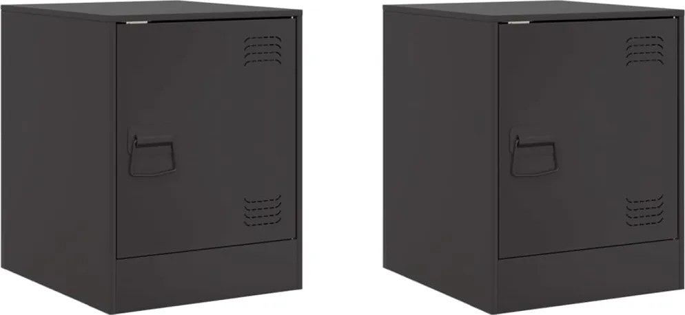 vidaXL 2 db fekete acél éjjeliszekrény 34,5 x 39 x 44 cm