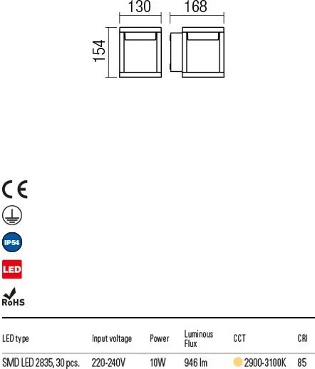 REDO 9564 XIERA Modern Kültéri Fali Lámpa LED IP54