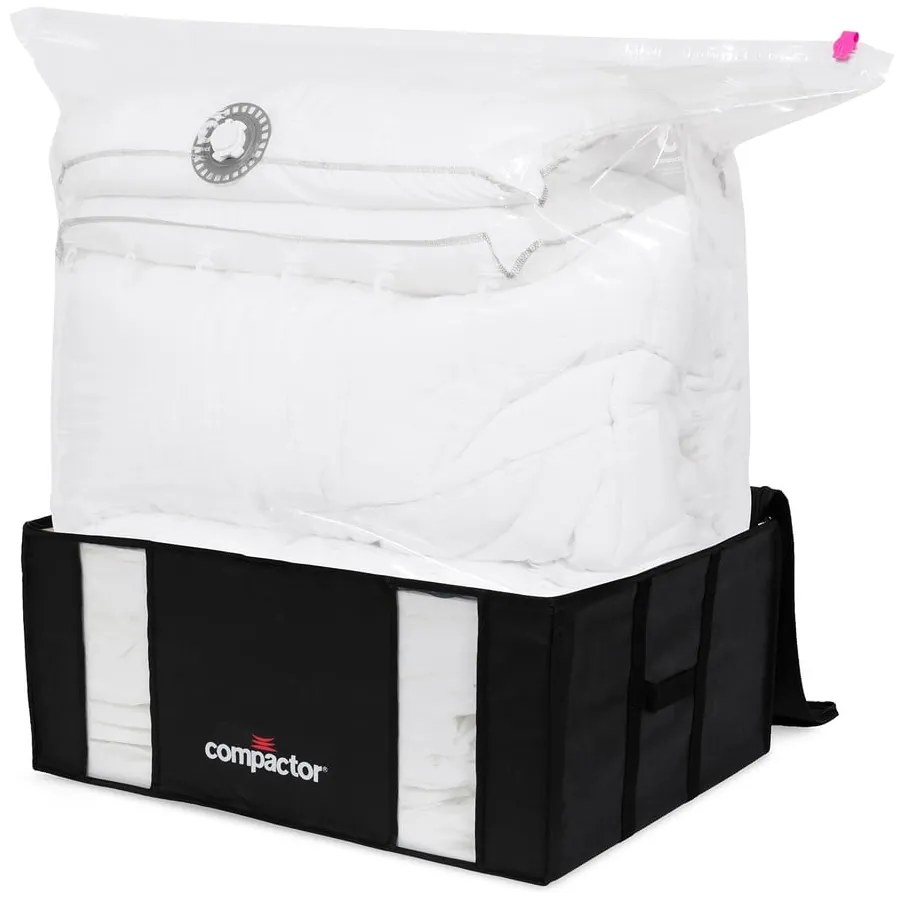 Vákuumos-megerősített textil ruhatároló doboz szett 2 db-os 50x65x27 cm Black Edition – Compactor