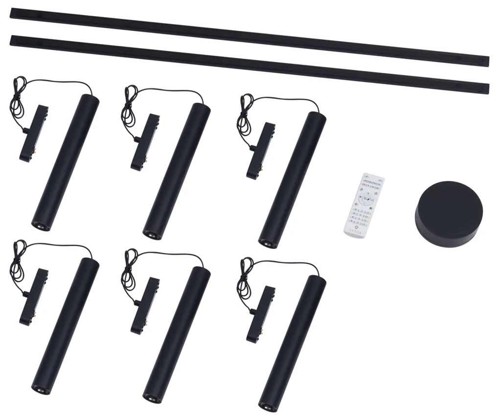 Modern sínrendszer 6 fekete függőlámpa foglalattal, 1 fázisú - Magnetic Cassie