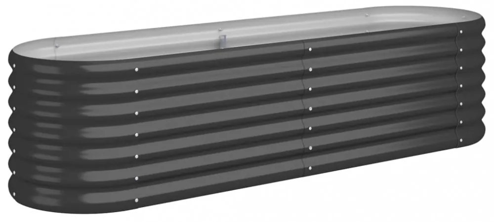 vidaXL antracitszürke porszórt acél kerti magaságyás 152x40x36 cm