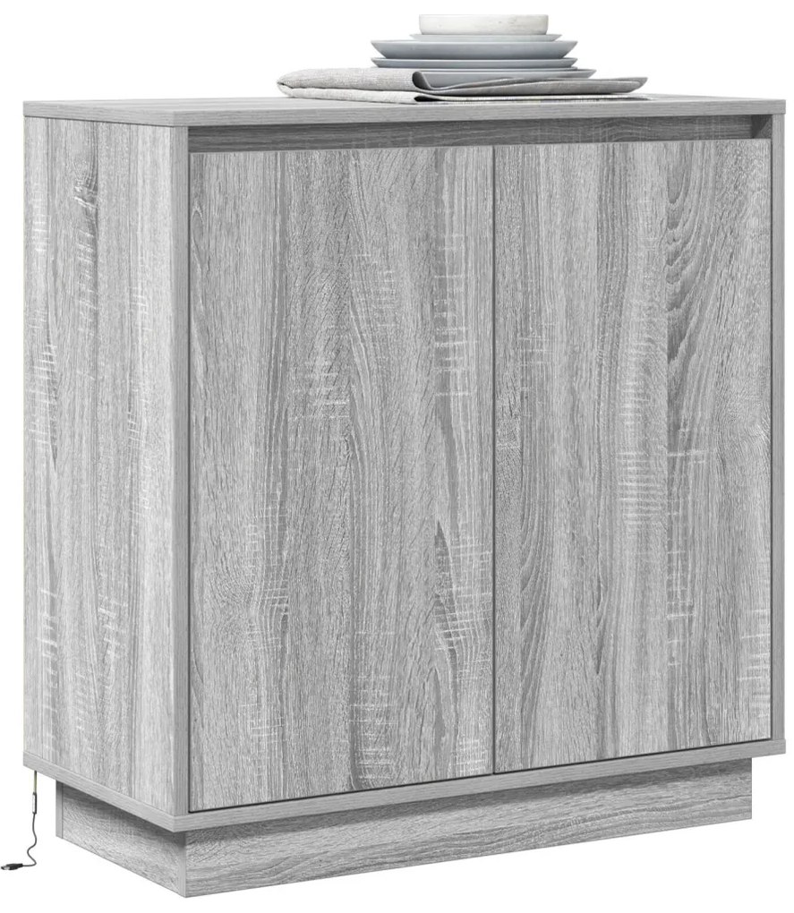 LED-es szekrény, szürke sonoma, 71x34,5x75 cm, műszaki fa
