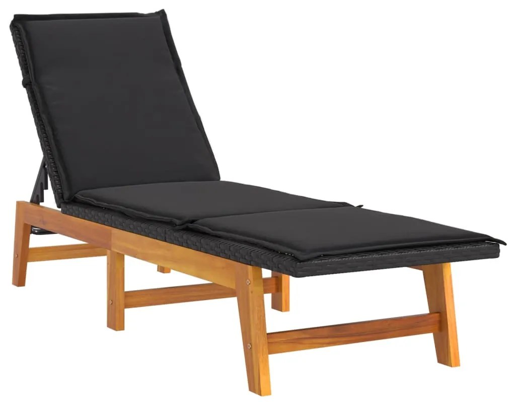 Polyrattan és tömör akácfa napágy párnával