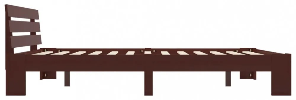 sötétbarna tömör fenyőfa ágykeret 160 x 200 cm