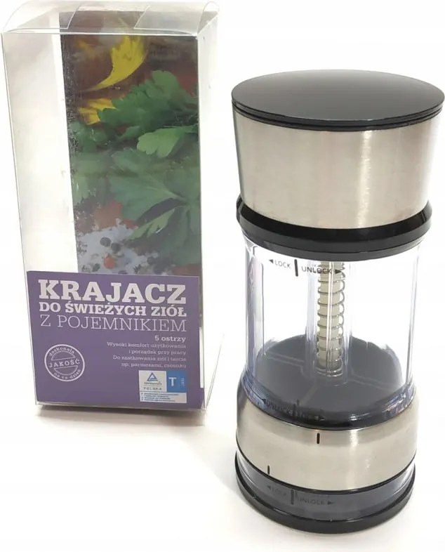 Friss fűszernövény szeletelő 5 pengés tartállyal