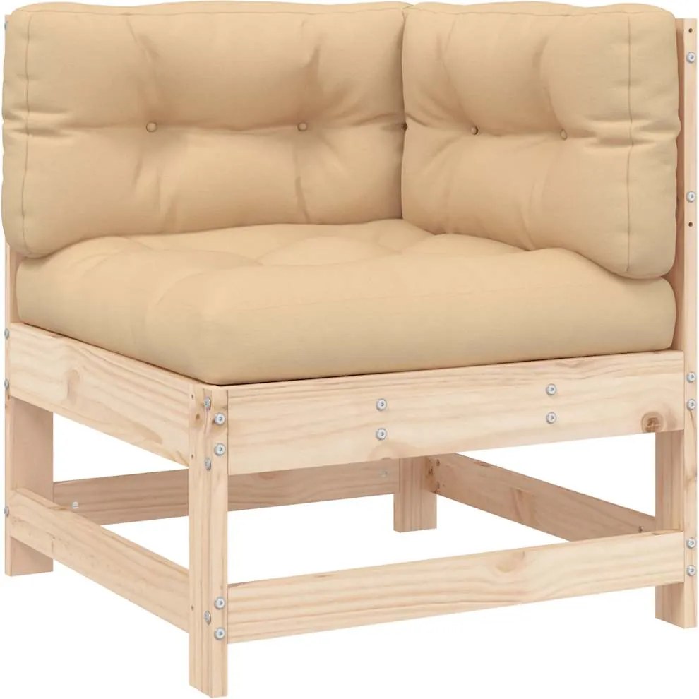 vidaXL tömör fenyőfa sarokkanapé párnákkal