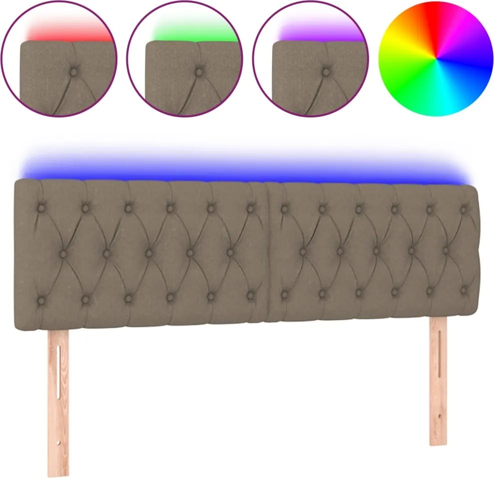 vidaXL tópszínű szövet LED-es fejtámla 144x7x78/88 cm