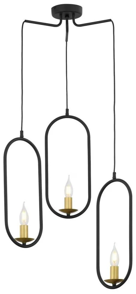 Jupiter 1810 - PI3 E14 - Csillár zsinóron PONTI 3xE14/40W/230V fekete