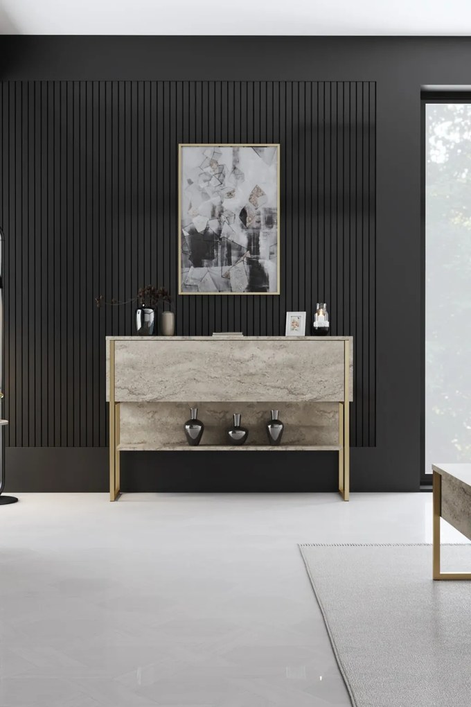 Luxe - travertin/arany komód