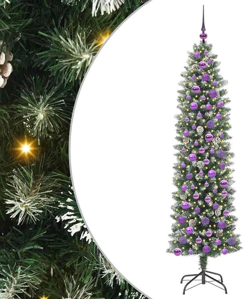 vidaXL Mű Karcsú Karácsonyi Fa 300 LED-del Zöld és Fehér 180 cm