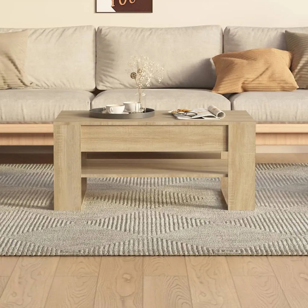 Sonoma tölgy színű szerelt fa dohányzóasztal 102x55x45 cm