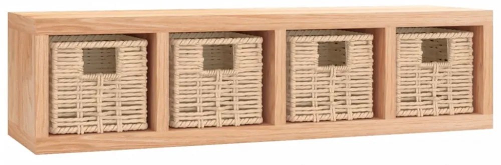 tömör diófa falipolc kosarakkal 62 x 18 x 16 cm