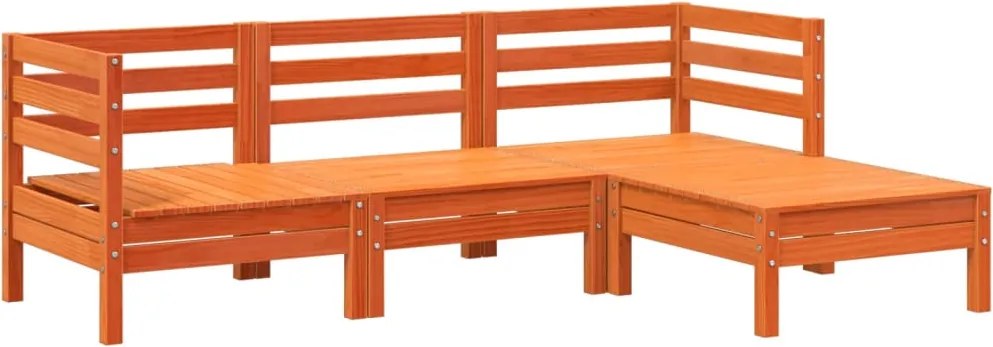 vidaXL 3 személyes viaszbarna tömör fenyőfa kerti kanapé lábtartóval