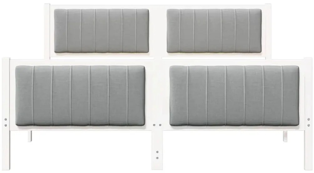 Ágykeret Fehér és világosszürke 160 x 200 cm Tömör fenyőfa