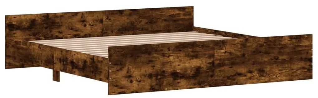 füstös tölgy színű ágykeret fej- és lábtámlával 200 x 200 cm