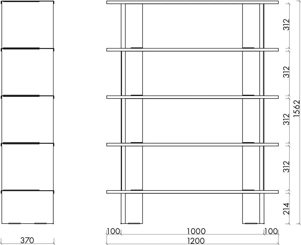 Sárga fém könyvespolc 120x156x37 cm Hes – noo.ma