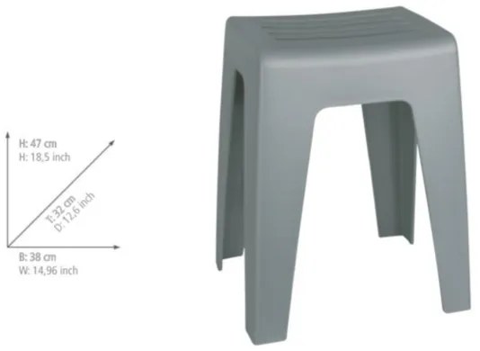 WENKO 22944100 - KUMBA zsámoly 38x47 cm szürke