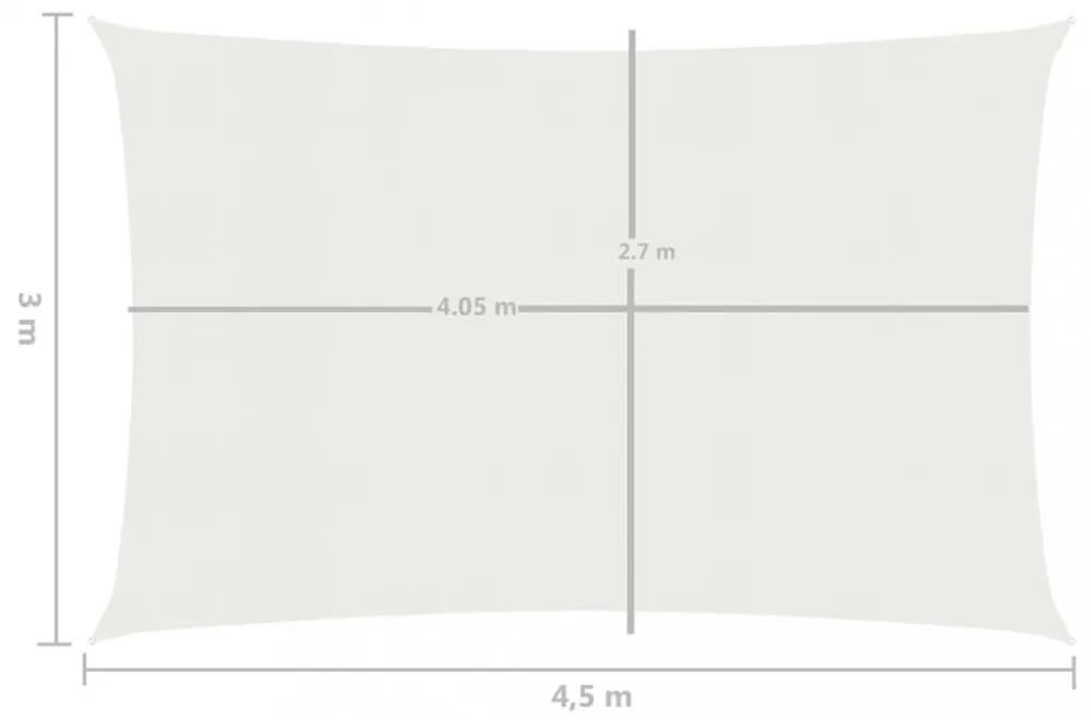 fehér HDPE napvitorla 160 g/m² 3 x 4,5 m