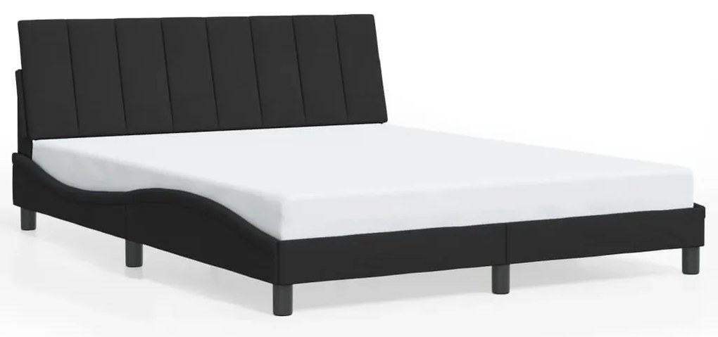 fekete bársony ágykeret matrac nélkül Hanko 160 x 200 cm
