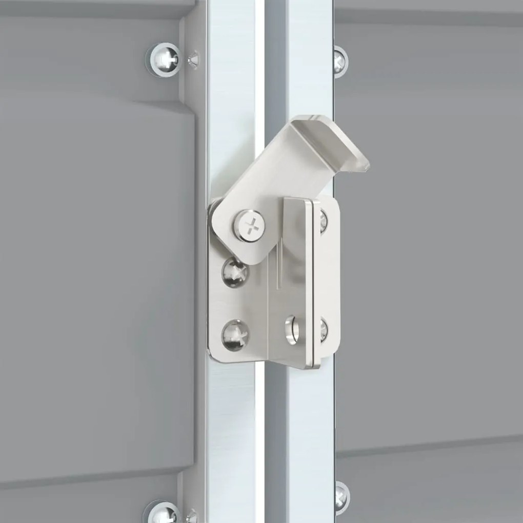 szürke acél kerekes szemetes tároló 3 szemeteskukához 216 x 81 x 115 cm