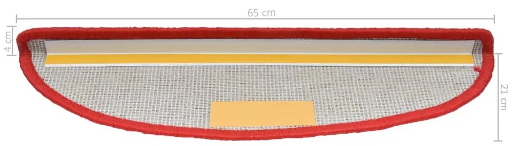 15 db piros lépcsőszőnyeg 65 x 21 x 4 cm