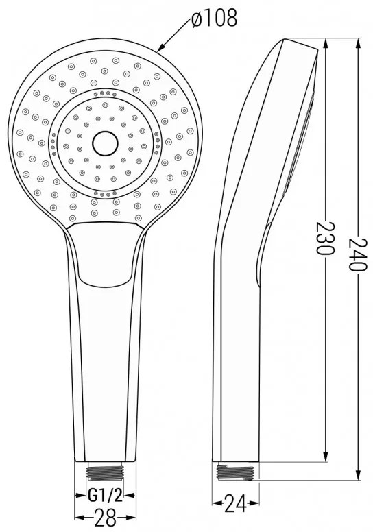 Mexen tartozékok - Oval R-05 kézizuhanyfej, 3 funkciós, fehér, 79505-20